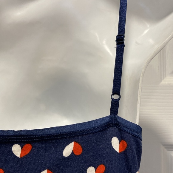 ANN TAYLOR Navy Red & White Heart Design Stretch Camisole - Size M. - Picture 11 of 12